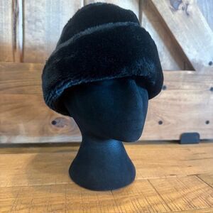 Stetson Vintage Black Faux Fur Winter Hat Russian Style